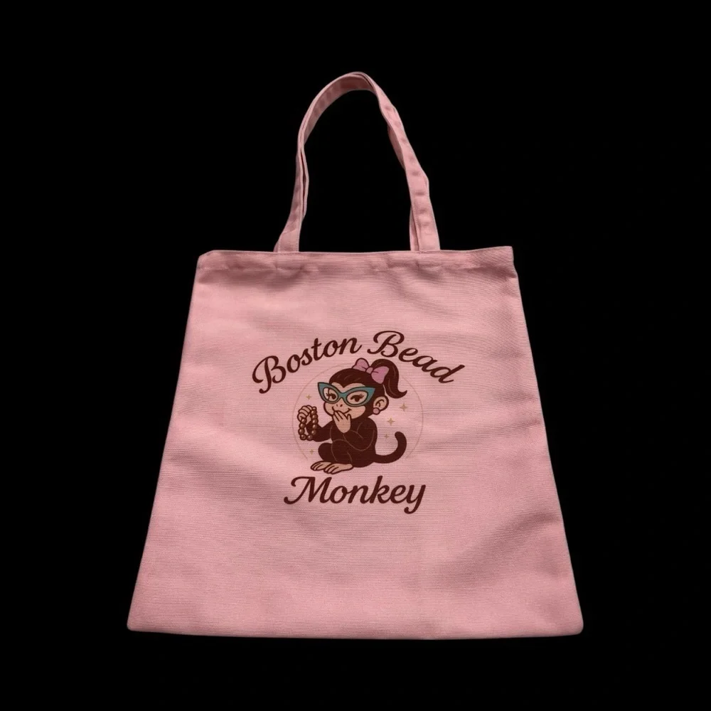 Adorable Heavy Duty Canvas Pink Tote Bag, For your Bead Stash Runs